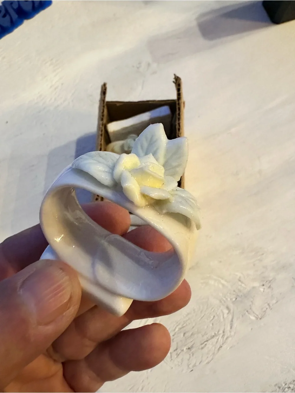 Vintage Ardalt Lenwile Japan Porcelain Floral Napkin Rings Set of 8